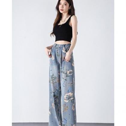 Printed Straight Leg Jeans For..