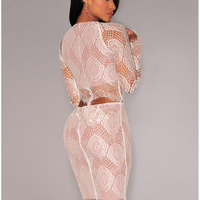 Round Neck Long Sleeve Lace Lace Two-piece Mao..