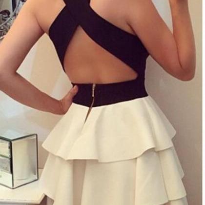 Elegant Cute Cross Black White Dress