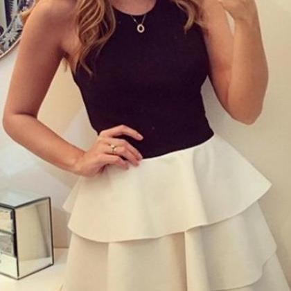Elegant Cute Cross Black White Dress