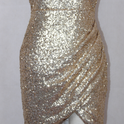 Fashion Golden Shining Sequins Irregular Dress