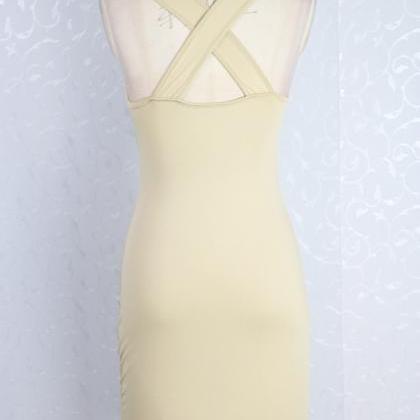 Cross Stitching Knee-length Dress