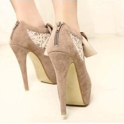 Fashion Lace Bow Shoes High Heel