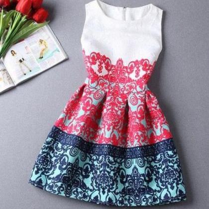 3d Print Dress Sleeveless Vest Skirt