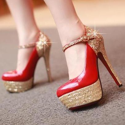Silver Glitter High Heel Shoes