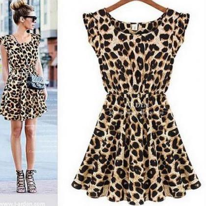 Classy Cute Leopard Short Sleeve Dress