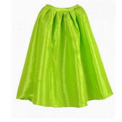 Pleated Shiny Midi Skirt