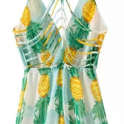 Green Yellow Romper Hollow Out Cute Design