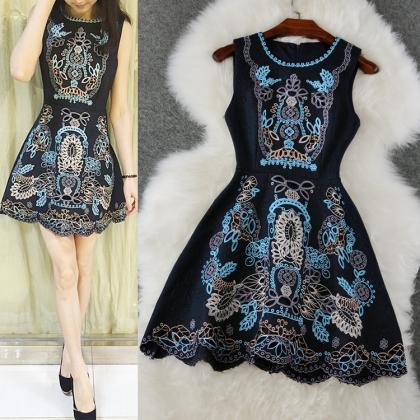 Fashion Embroidered Vest Dress Jacquard Cultivate..