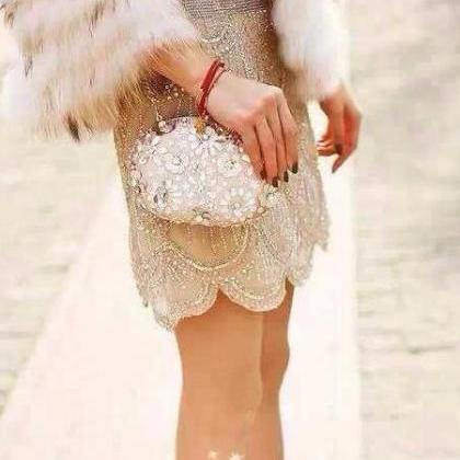 Gold sequin mini skirt