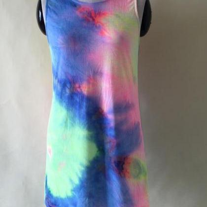 Colourful Tie-dye Round Neck Dress
