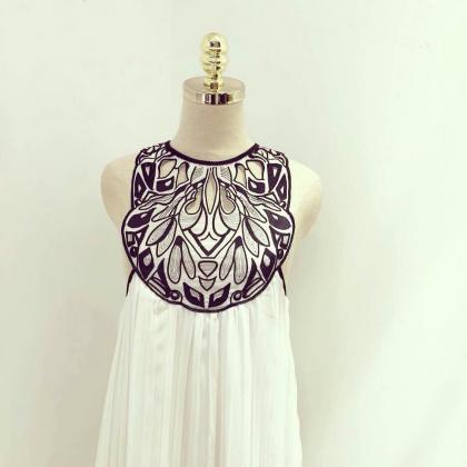 Embroidery Pleated Fairy Vest Dress