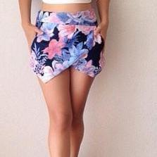 Cute Two Piece Flower Shorts And Sexy Top Dress