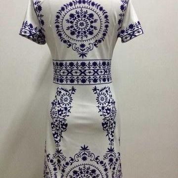 Elegant Blue White Dress