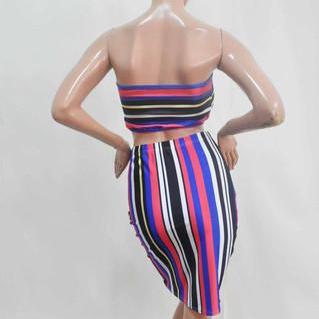 Chromatic Stripe Two-piece Printed Skirt