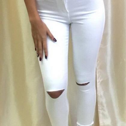 SEXY FASHION RIPPED JEANS FEET PANT..