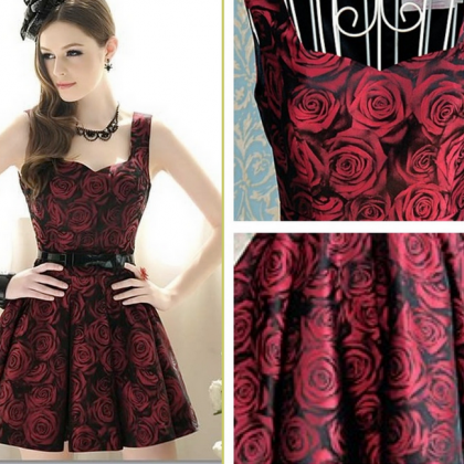 Elegant Roses Print Nice Dress