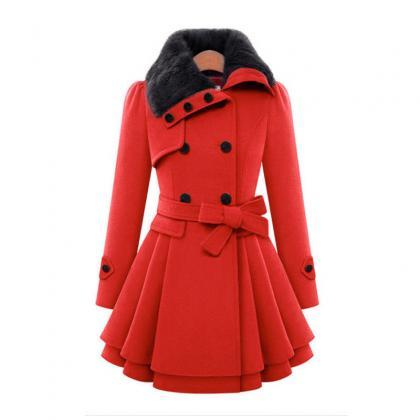Women's Clothing Of Cultivate One's Morality Long Fur Coat Double ...