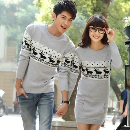 Fashion Girl Boy Couple Sweaters