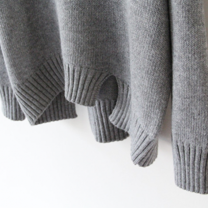 Knitted Turtleneck Sweater Featuring Slits