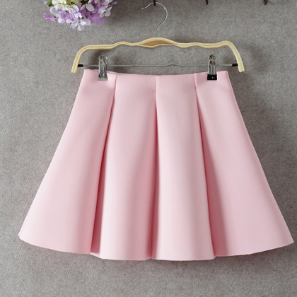 Pink High Rise Short Ruffled Skater Skirt