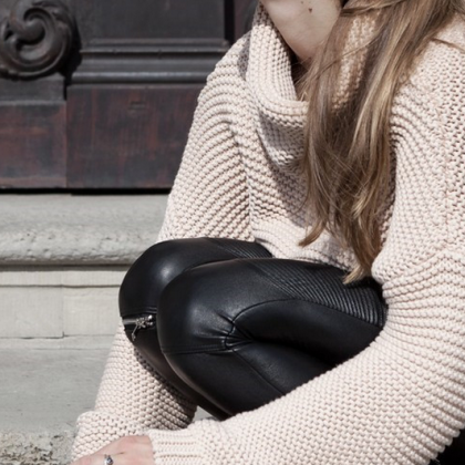 Elegant Style High Collar Loose Knit Sweater Women
