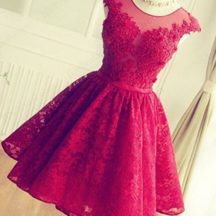 Fashion Red Handmade Lace Shining Rhinestone Prom..