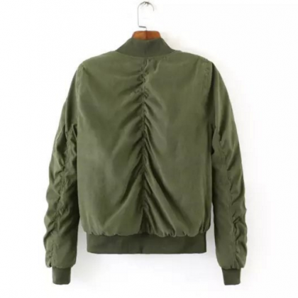 Army Green Bomber Jacket with Side ..