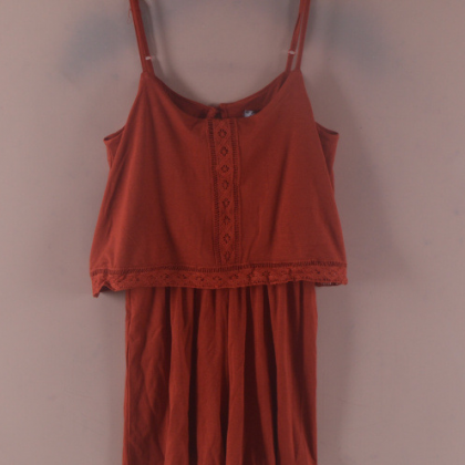Spaghetti Strap Layered Top With Lace Hollow Out..