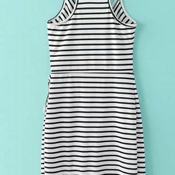 Stripe Irregular Straps Dress