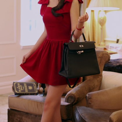 Cute Bow Pure Color Dress