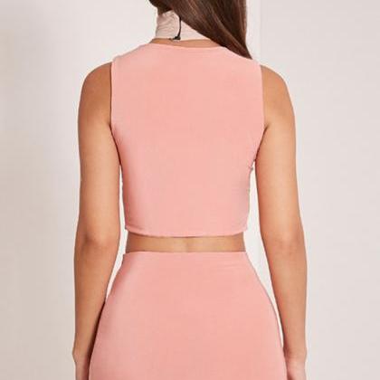 two piece hot pink outfit