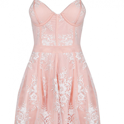 Pink Lace Straps Dress