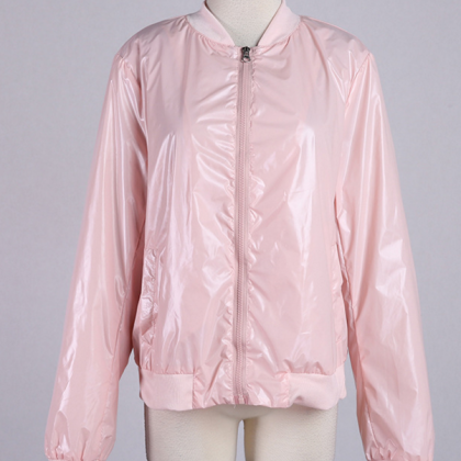 Long-Sleeved Bomber Jacket Featurin..