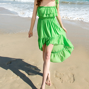 Green Front Short Back Long Beach Dress