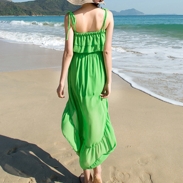 Green Front Short Back Long Beach Dress