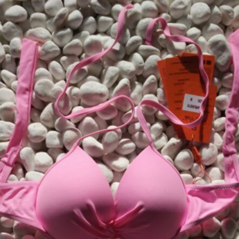 Pink Pure Color Two Piece Bikinis Swimwear..