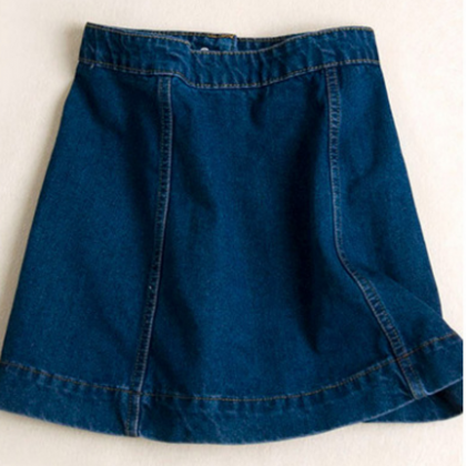 High Waisted A Line Button-down Mini Denim Skirt