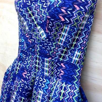 Fashion Strapless Totem Blue Dress