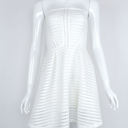 Sexy Net Strapless White Dress