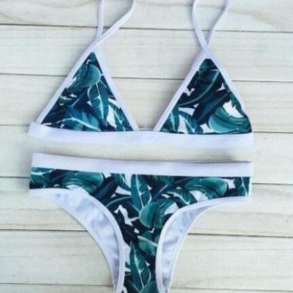 Green Two Piece Leaf Bikini