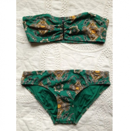 Green Zipper Two Piece Bikini