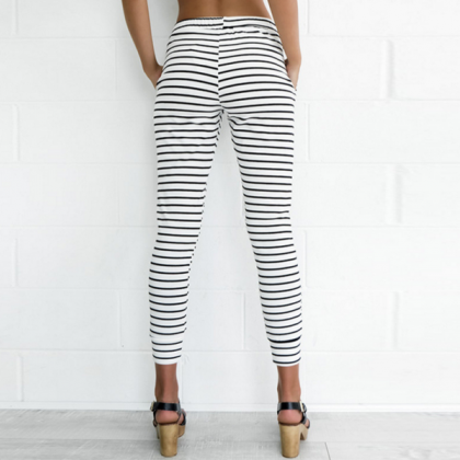 Sexy Pants Striped Casual Bust