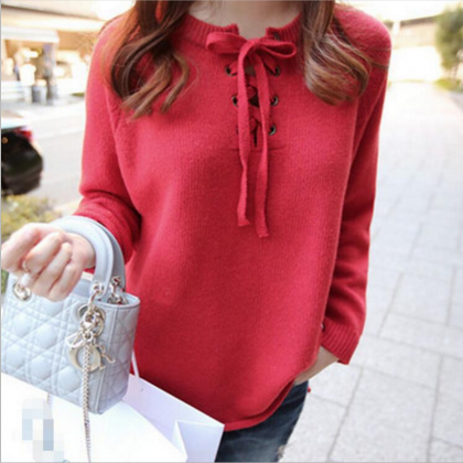 Winter Lace Long-sleeved Sweater Hedging Loose..