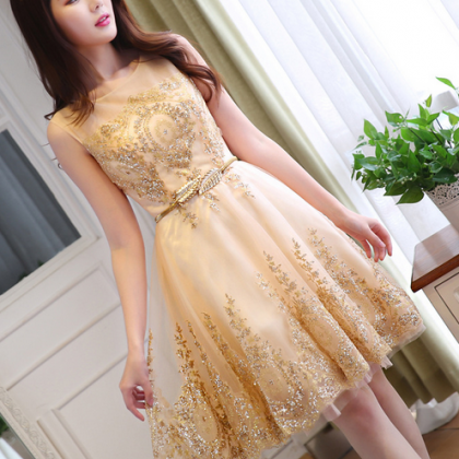 Fashion Dress Short Toast Clothing Golden Bride..