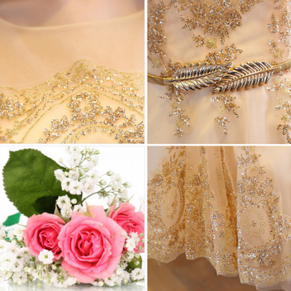 Fashion Dress Short Toast Clothing Golden Bride..