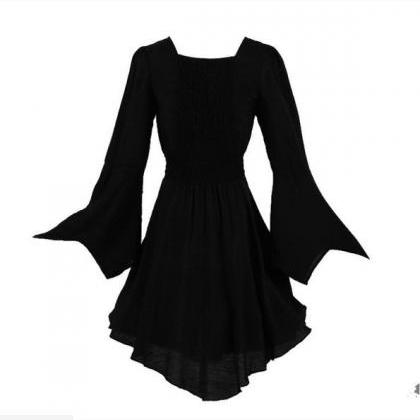 Irregular Top Two Wear Black Dress
