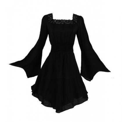 Irregular Top Two Wear Black Dress