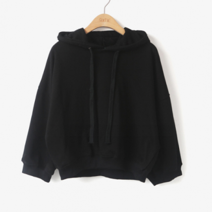 Hooded Drawstring Long-sleeved Sweater