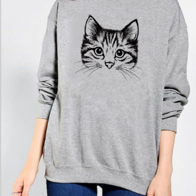 Printed Long-sleeved Autumn Round Collar Sweater..